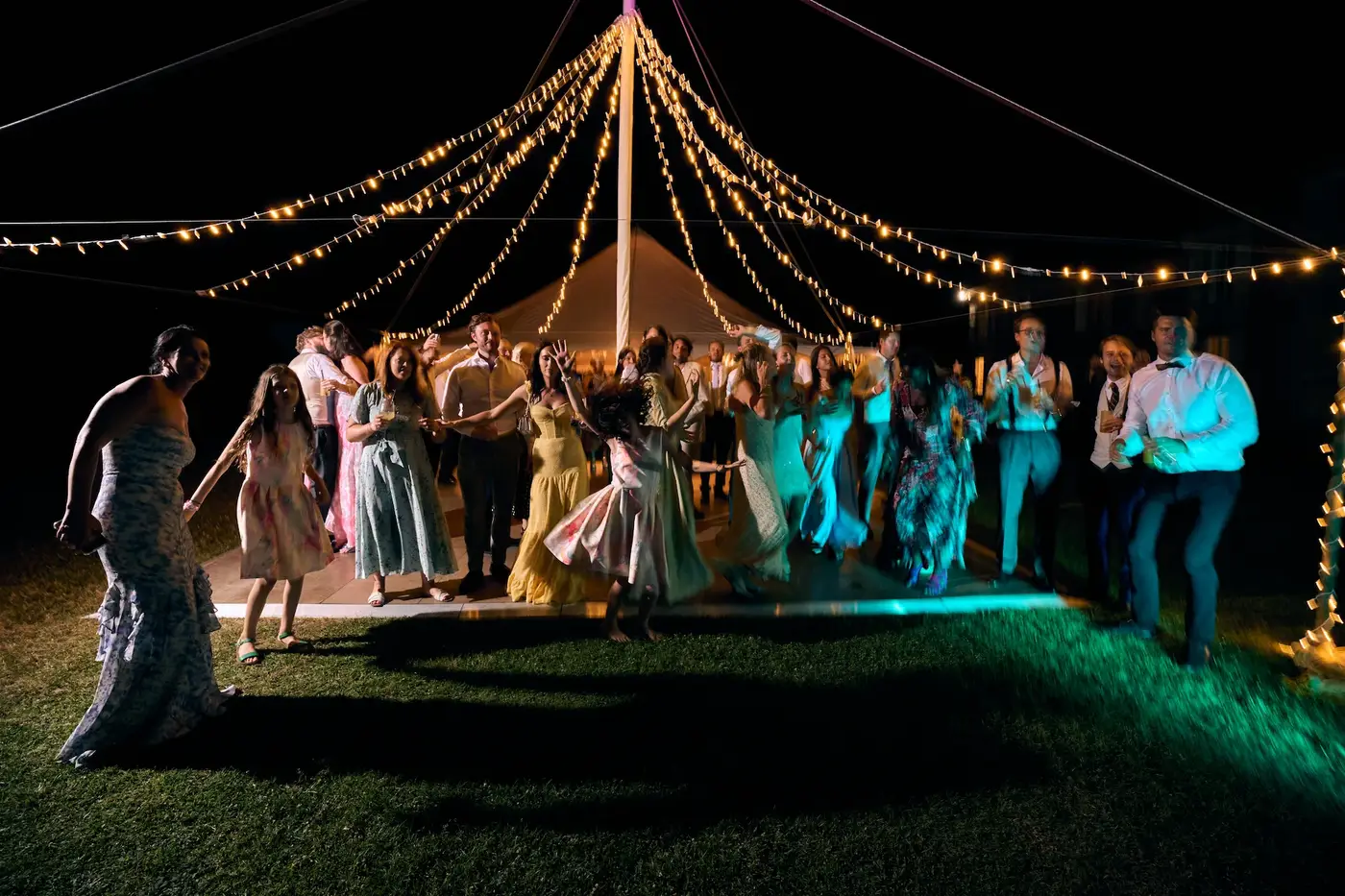 Dance floor at a château wedding in the Dordogne