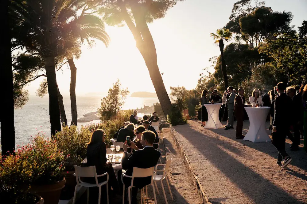 Sunset wedding reception at Résidence du Cap Brun on the French Riviera